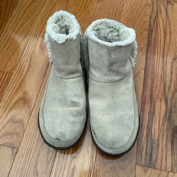 Sorel Nakiska Bootie Slipper Womens 7.5 Suede Faux-Fur Indoor/Outdoor Off-White - Picture 1 of 12